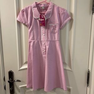 Girls stain-resistant plaid checkered dress